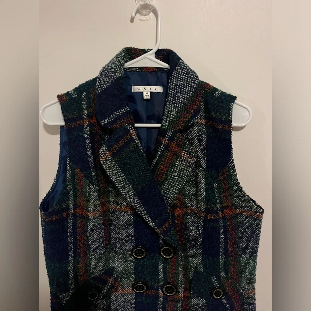 Cabi 908 Vest Womens M Tweed Wool Blend Double‎ Breasted English Country